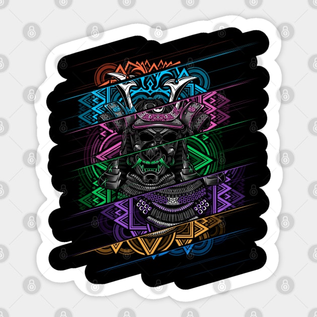 Samurai Mask Cut Sticker by albertocubatas